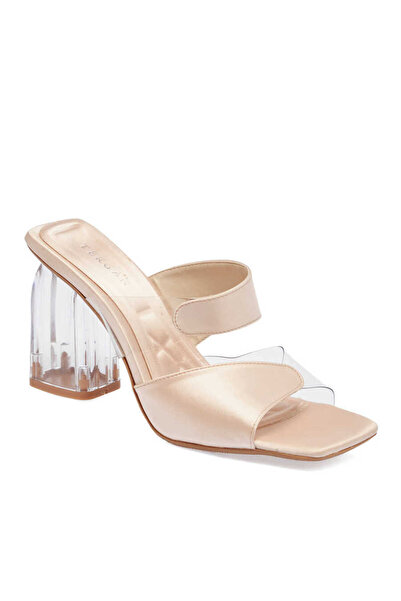 Tergan Bej Vegan-Tekstil Kadın Terlik - K24Y1TR67427-C37