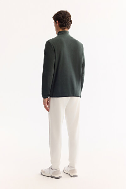 Avva Men's Green Mock Neck Zippered Soft Touch Fleece Regular Fit Sweatshirt E001068