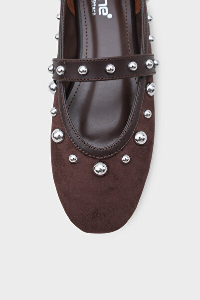 Capone Outfitters Ruthie Studded Suede Look Ballerinas