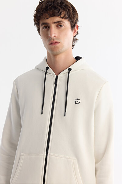 Avva Чоловіча біла кофта з капюшоном, 3 нитки, шардоне, на блискавці, регулярний крій E001019