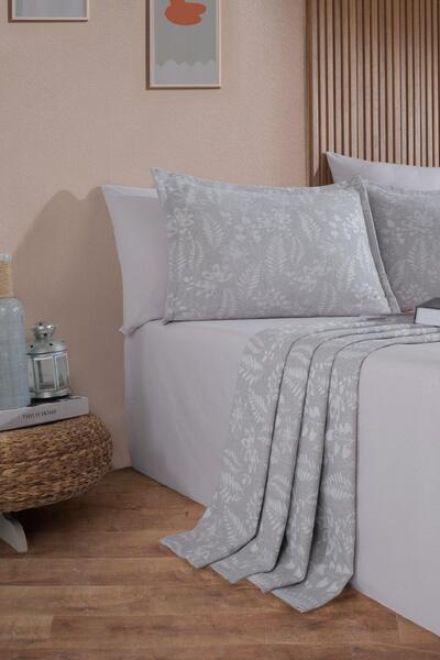 Elart Покривало для ліжка Mokka, двоспальне, з ефектом льону, 3 частини (240x230 см), сіре