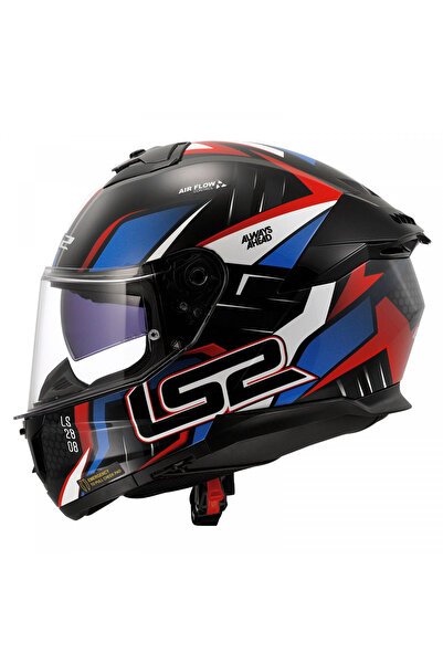 LS2 STREAM 2 TINUX KAPALI KASK MAT SİYAH MAVİ KIRMIZI BEYAZ