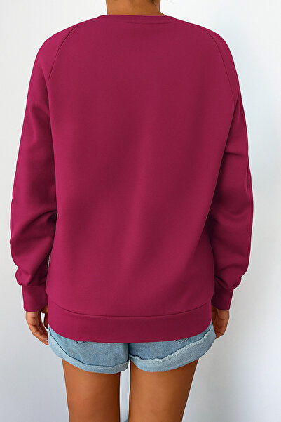 COOLHILL Women's Basic Crew Neck Raglan Sleeve Sweatshirt