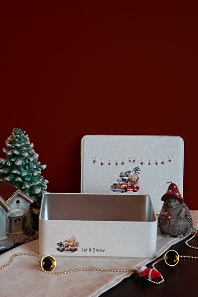 Sarkap Home Let It Snow Dikdörtgen Dekoratif Metal Saklama Kutusu - Araba Model