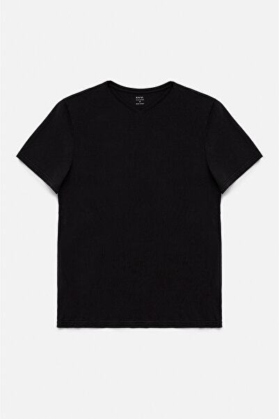 Avva Men's Black-White 2-Piece V-Neck Plain 100% Cotton T-Shirt E 001022