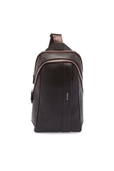 Tergan Kahve Hakiki Deri Erkek Çapraz Askılı Çanta - S1AC00021502-A87