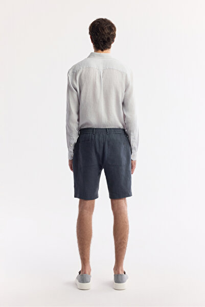Avva Erkek Antrasit Beli Lastikli %100 Keten Relaxed Fit Şort B003732