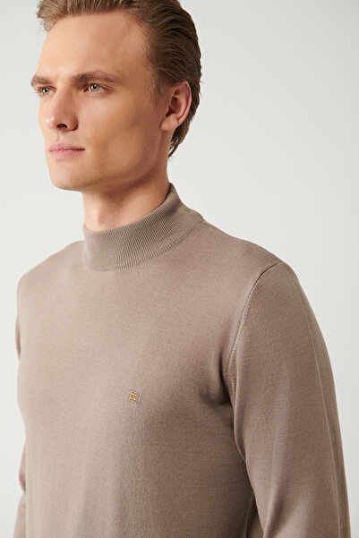 Avva Pulover B pentru bărbați, din lână, cu jumătate de gât țesut 005015