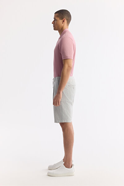 Avva Ανδρικό σορτς με ελαστική μέση σε γκρι λινό μείγμα Relaxed Fit B003731