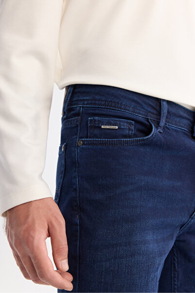 Avva Ανδρικό ελαστικό τζιν παντελόνι Navy Blue Antique Washed B 003521