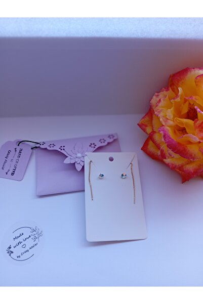 OEM Cercei din argint cu lanț și cristal Swarovski Aurora Borealis