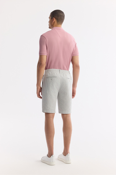 Avva Erkek Gri Beli Lastikli Keten Karışımlı Relaxed Fit Şort B003731