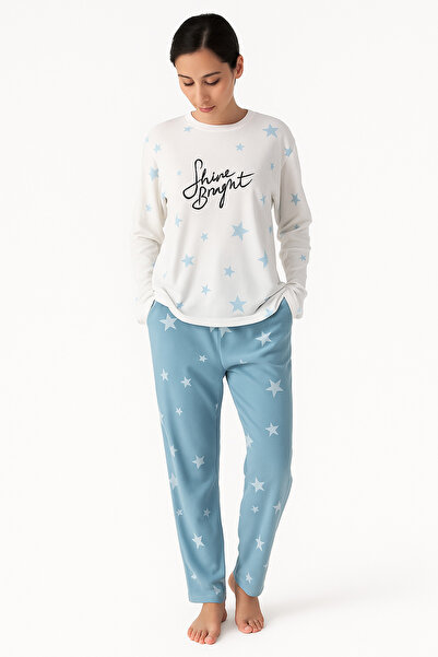 PİJAHOME Kadın Kışlık Pijama Takımı – Polar Kumaş, Şık Desen, Rahat Kesim