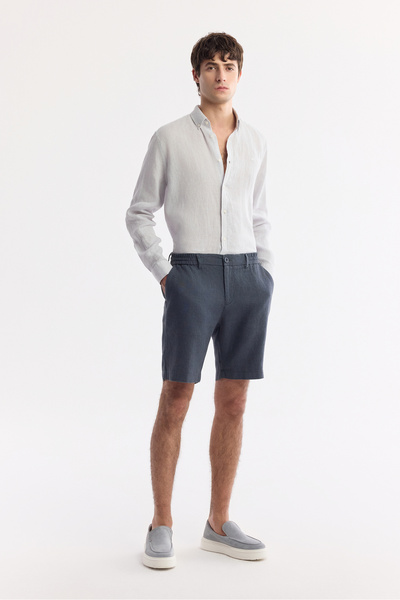 Avva Erkek Antrasit Beli Lastikli %100 Keten Relaxed Fit Şort B003732