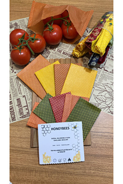 Home 9-Piece Polka Dot Patterned Fabric Reusable Natural Beeswax (Beeswax) Food Storage Cloth