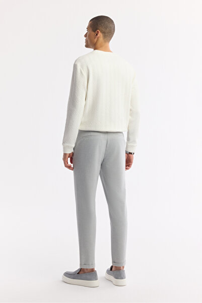 Avva Erkek Açık Gri Beli Lastikli Bi-Stretch Chino Slim Fit Pantolon B003033