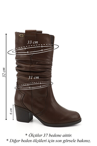 GÖNDERİ(R) Dámské/dívčí hnědé starožitné měchové boty z pravé kůže na silném podpatku