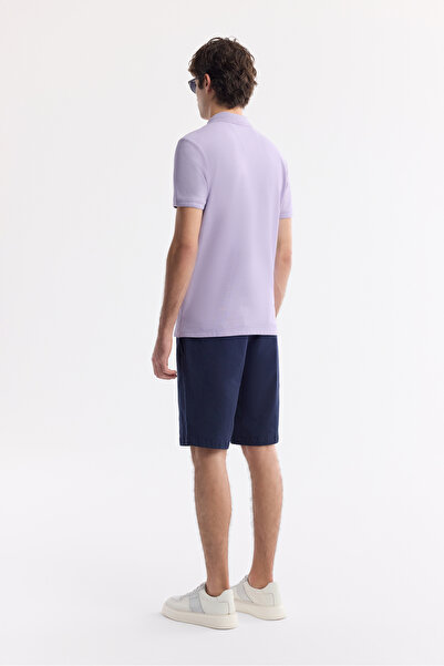 Avva Men's Lilac Non-Curling Polo Neck 100% Cotton Basic Regular Fit T-Shirt B001032