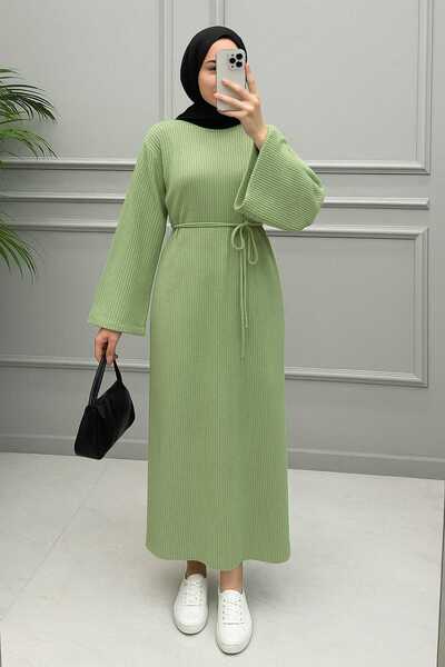 AXXAN triko elbise bagcıklı uzun elbise tesettür elbise standart beden 36/44 ...