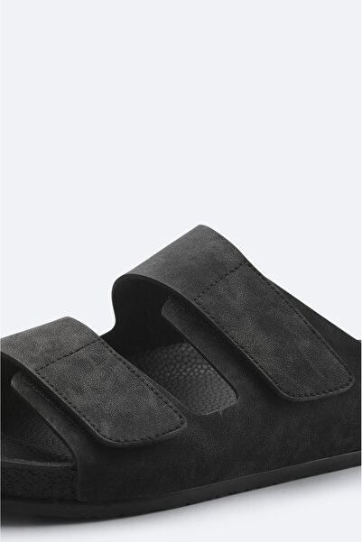 Avva Men's Black Double Strap Lightweight Comfortable Sole Sandals Slippers A51Y8301