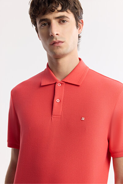 Avva Ανδρικό μπλουζάκι Coral Curl-Resistant Polo Collar 100% βαμβακερό Basic Regular Fit T-Shirt B001032