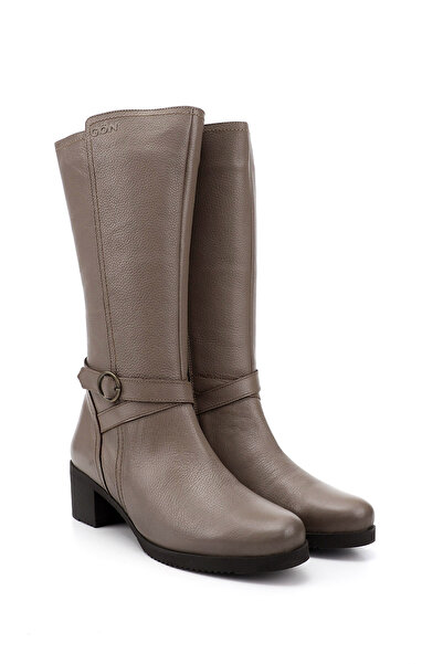 GÖNDERİ(R) Női Mink Floater cipzáras, vastag sarkú valódi bőr csizma