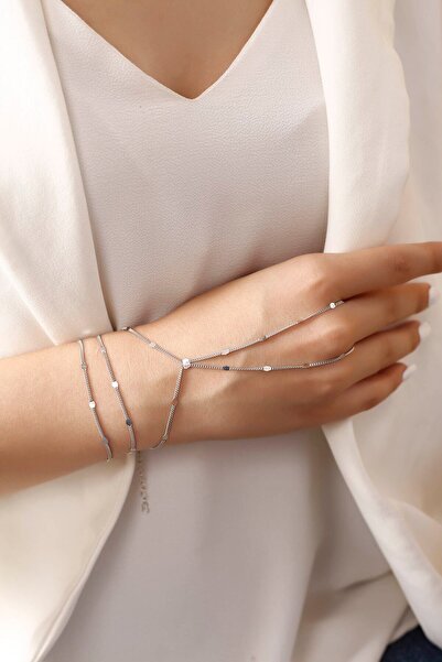 SARIASLAN Kadın Rodyumlu Pul Gurmet Zincir Gümüş Şahmeran 925 Ayar Gümüş