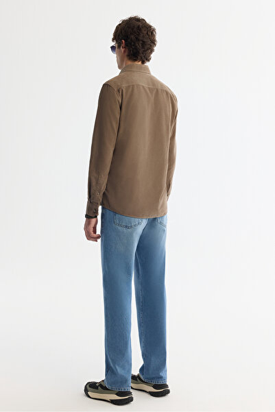 Avva Мъжка риза с вискозен яка с копчета, 100% памук, мека на допир, кадифена, с нормална кройка B002032