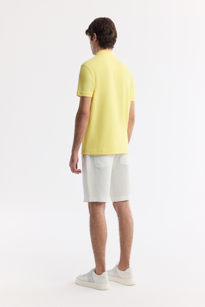 Avva Men's Yellow Non-Curling Polo Collar 100% Cotton Basic Regular Fit T-Shirt B001032