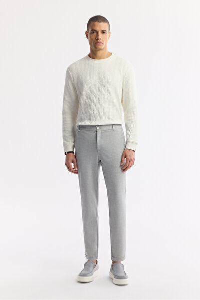 Avva Erkek Açık Gri Beli Lastikli Bi-Stretch Chino Slim Fit Pantolon B003033