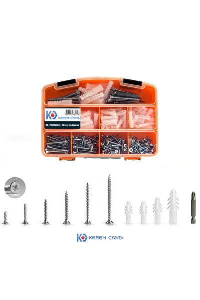 KEREM 312 Parça 12 Çeşit Vida Ve Dübel Seti -Takım