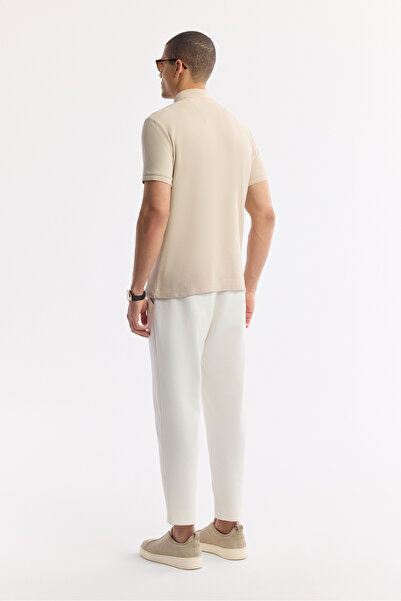 Avva Men's Beige Non-Curling Polo Collar 100% Cotton Basic Regular Fit T-Shirt B001032