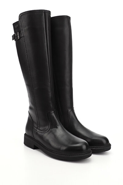 GÖNDERİ(R) Dámské/dívčí černé kozačky na zip s gumovou podrážkou z pravé kůže