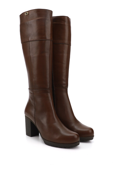 GÖNDERİ(R) Καφέ Γνήσιο δέρμα με στρογγυλή σόλα από καουτσούκ με φερμουάρ Γυναικείες καθημερινές μπότες 44602