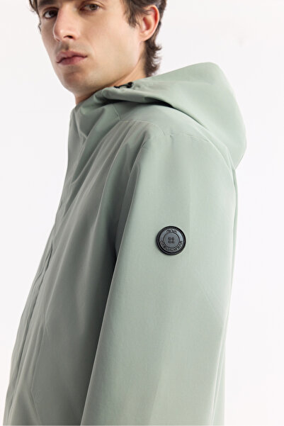 Avva Ανδρικό παλτό με κουκούλα σε πράσινο χρώμα μέντας, αδιάβροχο, αντιανεμικό, εποχιακό Comfort Fit A51Y6054