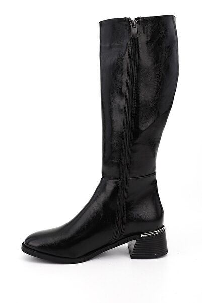 GÖNDERİ(R) Women's Black Zippered Thick Heeled Boots