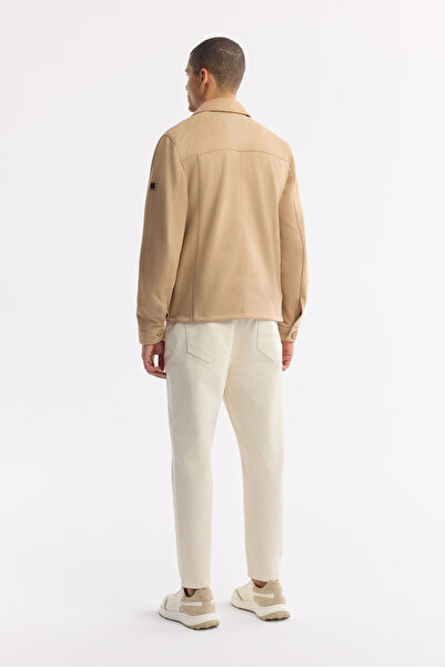 Avva Men's Beige Classic Collar Lined Regular Fit Shirt Jacket A51Y6002