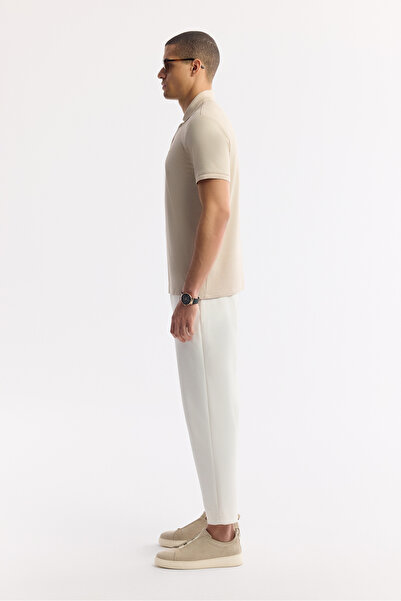 Avva Men's Beige Non-Curling Polo Collar 100% Cotton Basic Regular Fit T-Shirt B001032