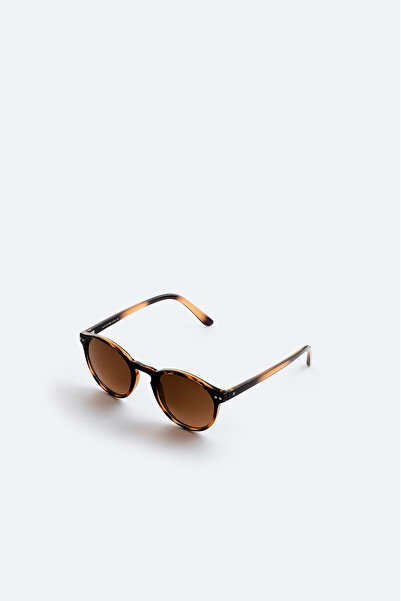 Avva Men's Brown Round Frame Polarized Sunglasses A51Y8805