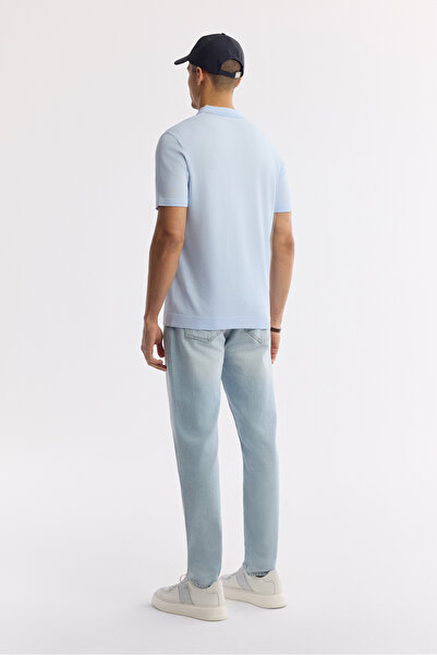 Avva Ανδρικό μπλουζάκι με λαιμόκοψη πόλο σε ανοιχτό μπλε χρώμα Basic Rayon Knitwear Regular Fit T-Shirt A51Y5035