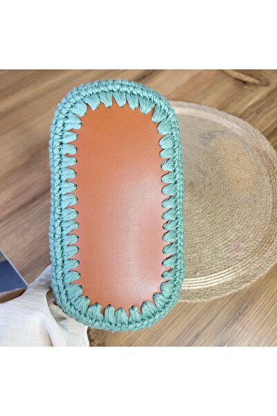 8 Ekim Tasarım Atölyesi Inspired Handcrafted Raffia Mini Clutch – Mint Serenity Edition