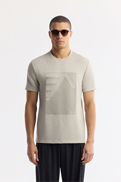 Avva Ανδρικό μπλουζάκι με γκρι λαιμόκοψη με στάμπα Bi-Stretch Interlock Regular Fit T-Shirt A51Y1072