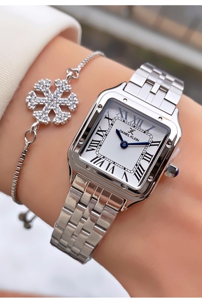 Daniel Klein Marka Gümüş Renk 2 Yıl Garantili Kadın Kol Saati - Bileklik Hediyeli