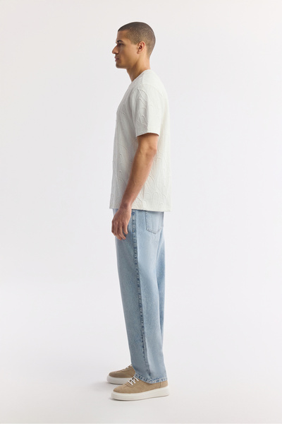 Avva Ανδρικό μπλουζάκι με λαιμόκοψη από βαμβακερό ζακάρ ελαστάνη Comfort Fit A51Y1122