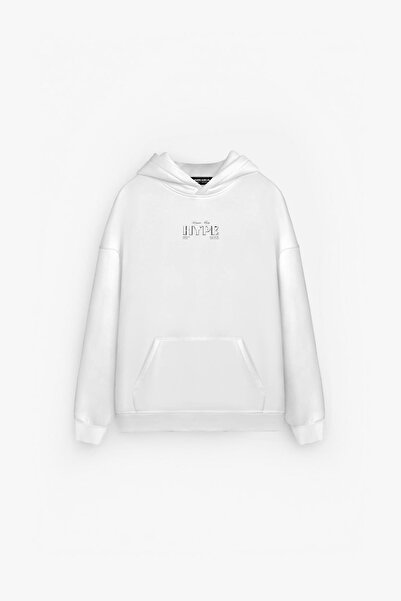 ablukaonline Ανδρικό oversized με τύπωμα Premium με κουκούλα Φούτερ Εκρού