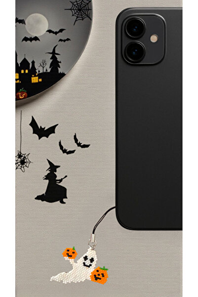 SEARD Miyuki Boncuk El Yapımı Balkabağı Tutan Hayalet Telefon Çarmı - Charm H...