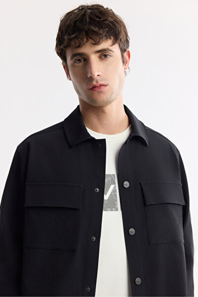 Avva Чоловіча чорна класична сорочка з коміром, що не мнеться, Comfort Fit, піджак A51Y2118