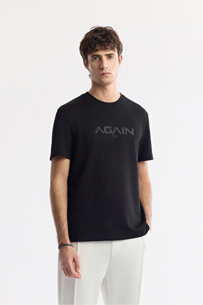 Avva Ανδρικό μπλουζάκι με στάμπα με λαιμόκοψη με δύο ελαστικότητες και κανονική εφαρμογή A51Y1132