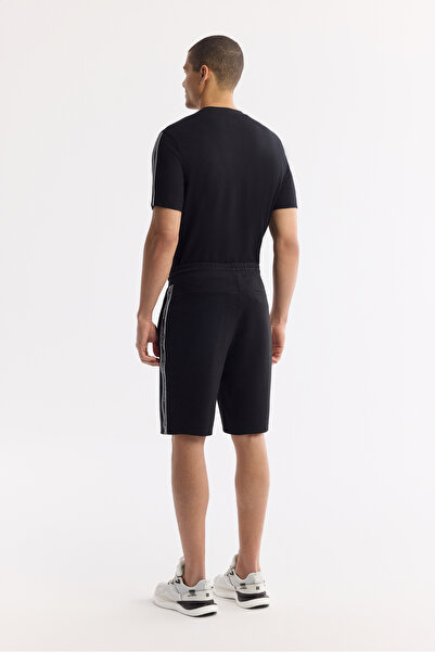 Avva Erkek Siyah Beli Lastikli Bağcıklı Bi-Stretch İnterlok Örme Regular Fit Şort A51Y3628