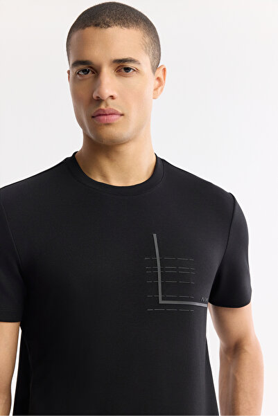 Avva Ανδρικό μπλουζάκι με στάμπα με λαιμόκοψη με δύο ελαστικότητες και κανονική εφαρμογή A51Y1135